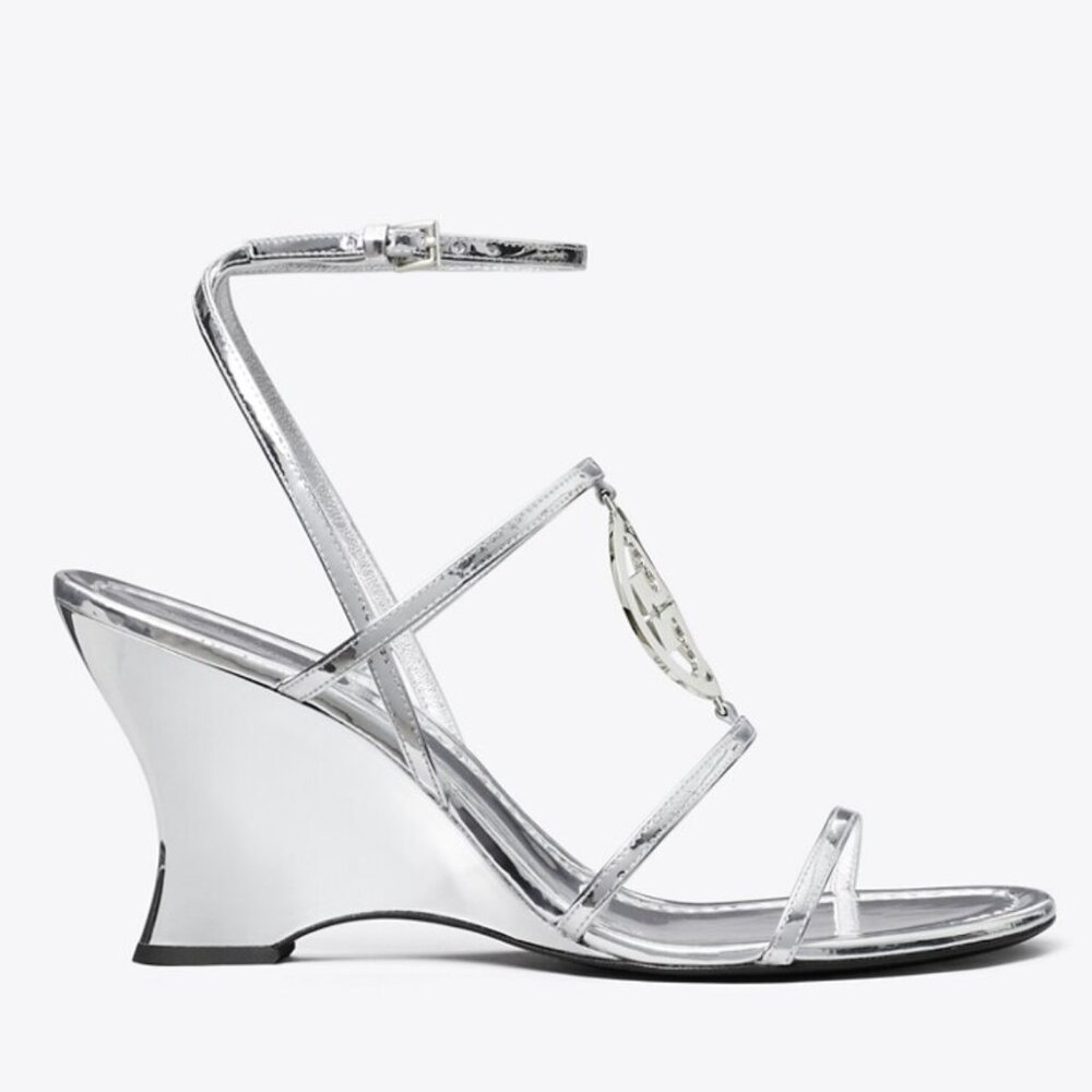 Tory Burch Silver Heeled Sandals with Strappy Design NEW (no box)